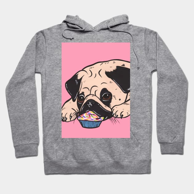 Pink Pug Cupcake Hoodie by turddemon